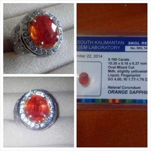 natural orange saphire 5.16 carats