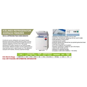 vaccine cooler/ freezer - icelined refrigerator gea type mkf-074