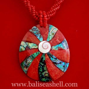shell coral art pendants with paua / kalung oval paua mix koral-2