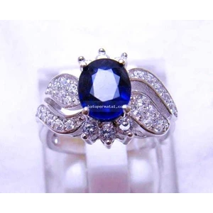 ladies ring blue sapphire ( code : spr0374 )