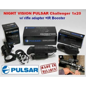 teropong night vision pulsar ‘ challenger’ 1x20 w/ adapter scope + ir flashlight