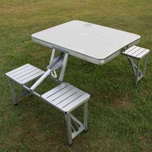 bangku lipat koper meja kursi piknik portable alumunium ringan paling murah