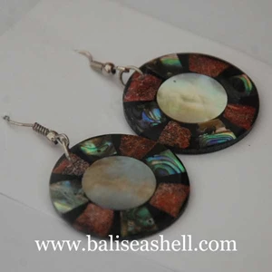 earring jewellery made from seashell / anting bulat paua koral dari kerang-1