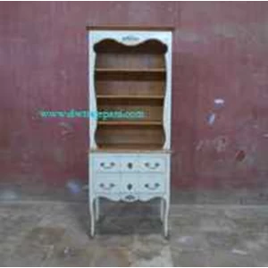 french shabby chic wooden bookcase with 2 drawers