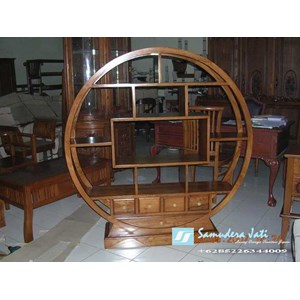 buffet pajangan jati minimalis model bulat