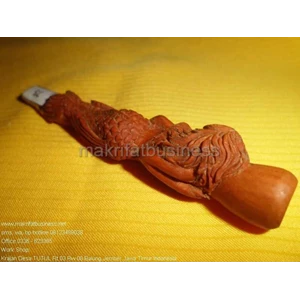 pipa rokok kayu sawo ukir detail putri duyung model 75-2