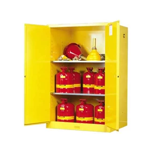 justrite yellow safety cabinet for flammable 2 door