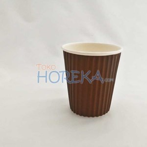 paper cup 8 oz double wall ulir/ripple/gelombang coklat-1