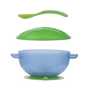 hot selling pp plastic suction bowl with cover and spoon-1