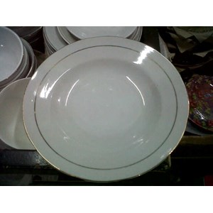 piring batu porselen polos lis emas royal alfred white golden line-6