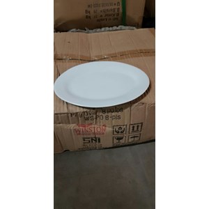piring batu porselen polos lis emas royal alfred white golden line