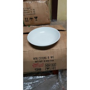 piring batu porselen polos lis emas royal alfred white golden line-2