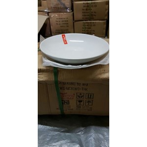 piring batu porselen polos lis emas royal alfred white golden line-1