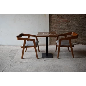 kerajinan kayu kursi dan meja cafe set