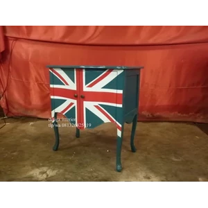 kerajinan kayu nakas bendera inggris