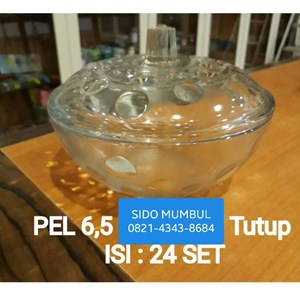 mangkok kaca permen souvenir 7 inchi dengan tutup