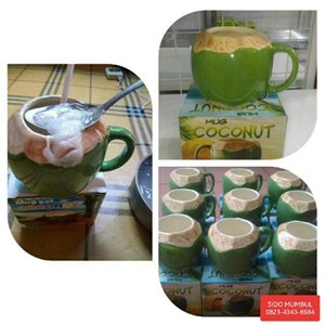 mug cangkir coconut kelapa degan keramik tutup-2