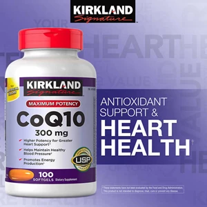 kirkland signature coq10 300 mg., 100 softgels.
