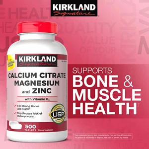 kirkland signature calcium citrate magnesium and zinc, 500 tablets.-1