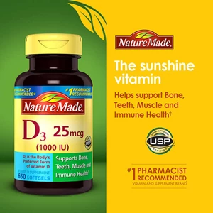 nature made vitamin d3 25 mcg., 650 softgels.-2