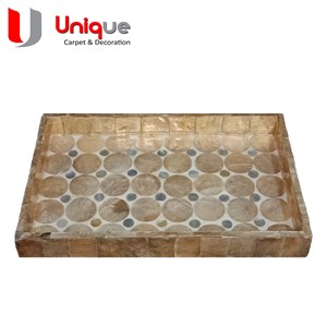 nampan kerang emas etnik/ kerajinan kerang/ tray kerang emas 16x25 cm