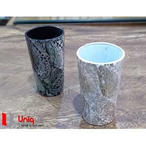 gelas kerang mutiara abstrak silver/ kerajinan kerang / handmade gelas kerang-2