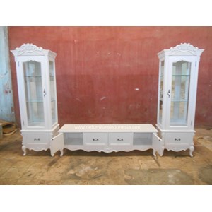 lemari bufet tv white duco broderick kerajinan kayu
