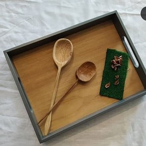 nampan kayu jati abu / jual nampan restoran / jual nampan hotel murah / wadah makanan