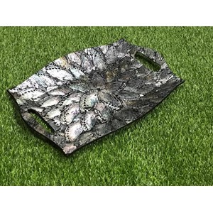 nampan flat kerang / jual nampan flat kerang abstrak abu l / wadah makanan