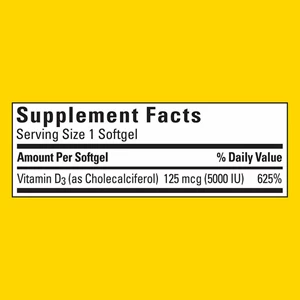 nature made vitamin d3 5000iu, 220 softgels.-2
