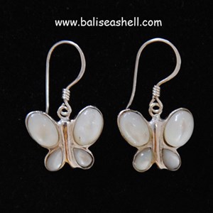 silver earring mop cut / anting perak potong mop