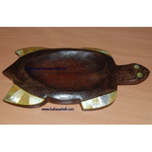 plate coco tree with inlay shell / piring pohon kelapa dengan kerang inlay