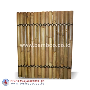 half cut natural bamboo fence 2 back slats black coco rope