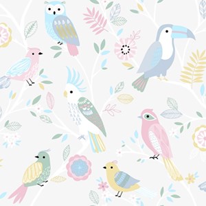 wallpaper dinding anak motif aneka hewan/ the zoo/burung-3