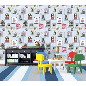 wallpaper dinding anak motif berbagai kucing/kitty hits/kucing trend-2