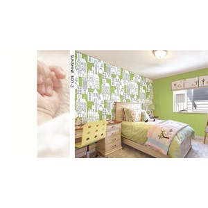 wallpaper dinding anak motif rumah-rumahan/the small house-1
