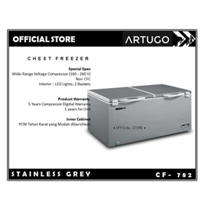 chest freezer stainless grey artugo cf 782-1