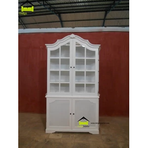 lemari hias klasik white duco kerajinan kayu-1