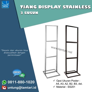 display stand poster stainless 3 susun