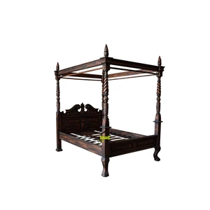 tempat tidur klasik black charcoal kerajinan kayu