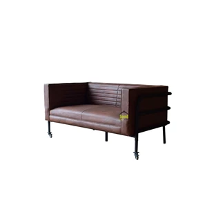 sofa leather kombinasi besi kerajinan kayu