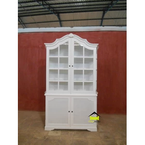 lemari hias warna putih duco mewah elegant kerajinan kayu-1