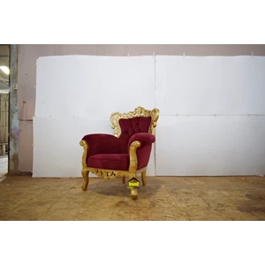 sofa ruang tamu single klasik mewah elegant kerajinan kayu-1