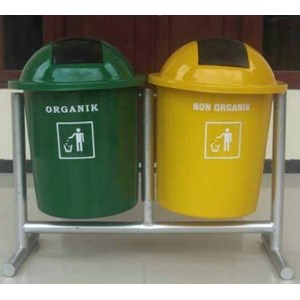 tempat sampah fiber gandeng 2 tong fiberglass waste container bin duo-2