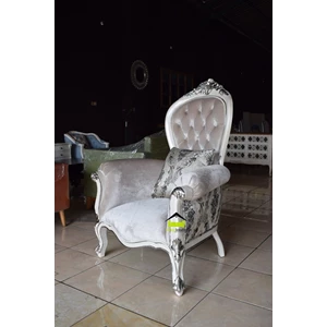 kursi ruang tamu warna putih kombinasi silver kerajinan kayu-1
