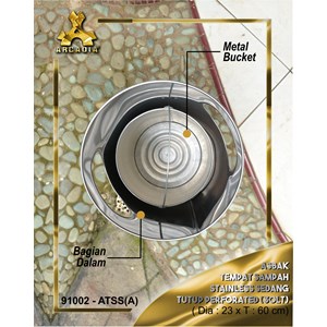 tempat sampah bulat stainless steel, perforated - 91002-1