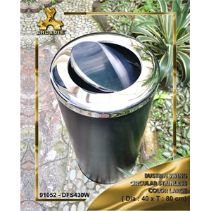 tempat sampah, dustbin swing circular stainless color large, 91052-2