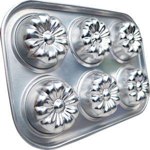 rose pan 6 in 1, cetakan kue bunga rose aluminium, 50017
