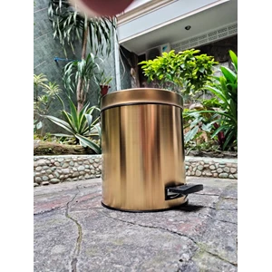 pedal bin stainless gold 7 ltr plastic bucket, tempat sampah - 91090-1