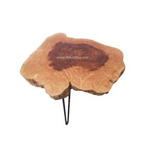 small table with three legs, natural wood coffee table, meja tamu-3